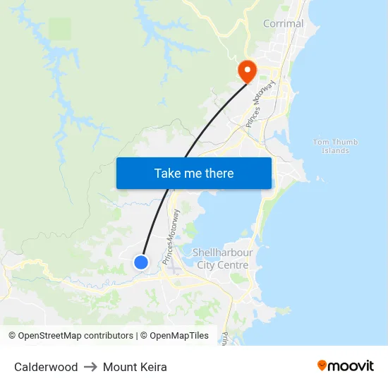 Calderwood to Mount Keira map