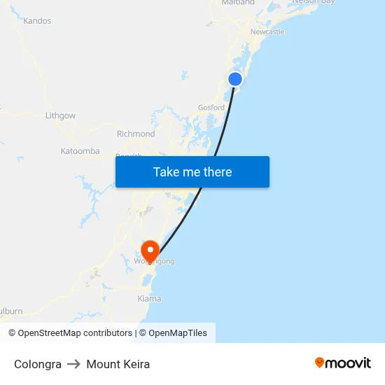 Colongra to Mount Keira map