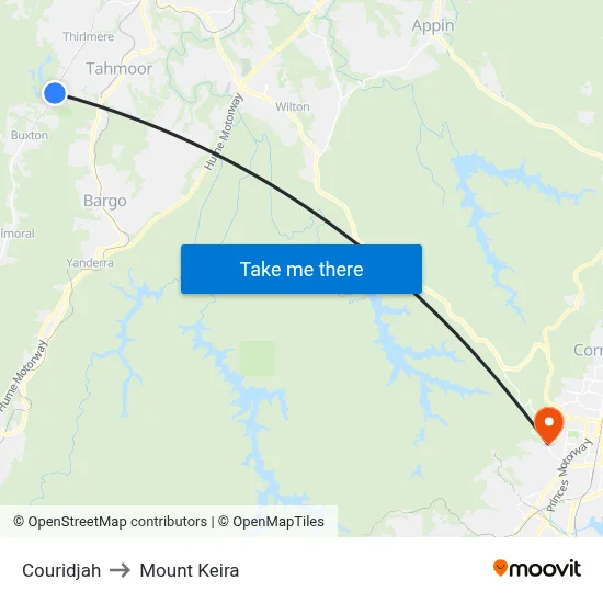 Couridjah to Mount Keira map