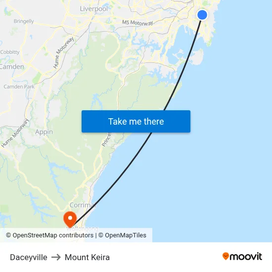 Daceyville to Mount Keira map