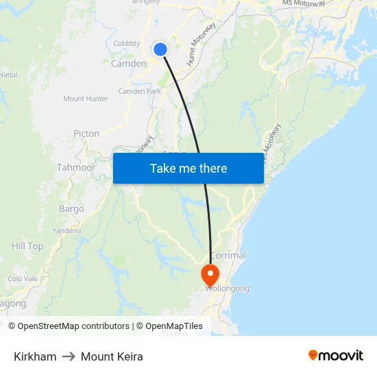 Kirkham to Mount Keira map