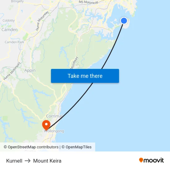 Kurnell to Mount Keira map