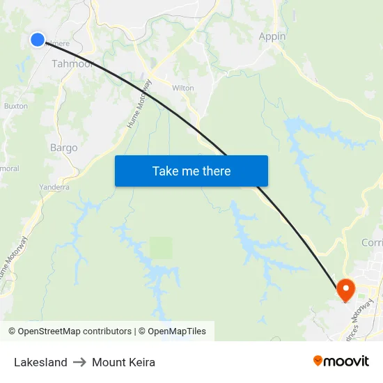 Lakesland to Mount Keira map