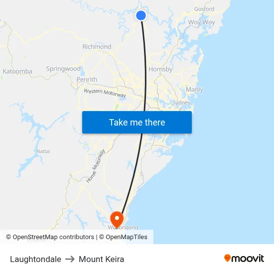 Laughtondale to Mount Keira map
