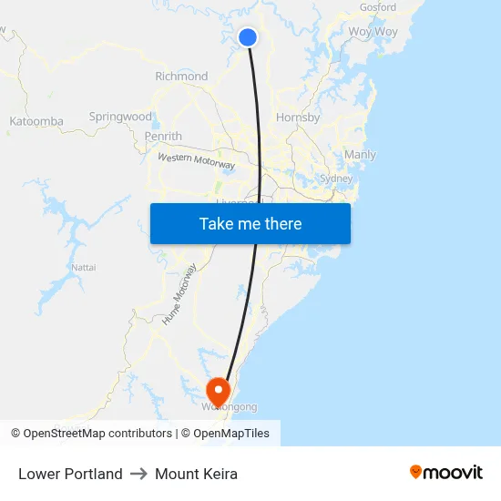 Lower Portland to Mount Keira map