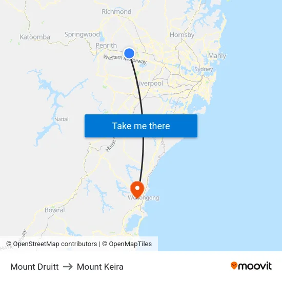 Mount Druitt to Mount Keira map