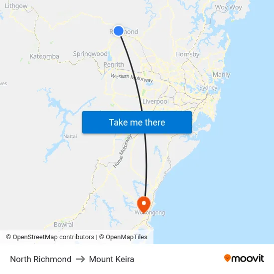 North Richmond to Mount Keira map