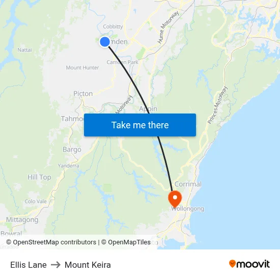 Ellis Lane to Mount Keira map
