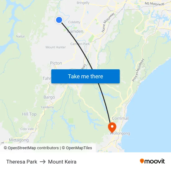 Theresa Park to Mount Keira map