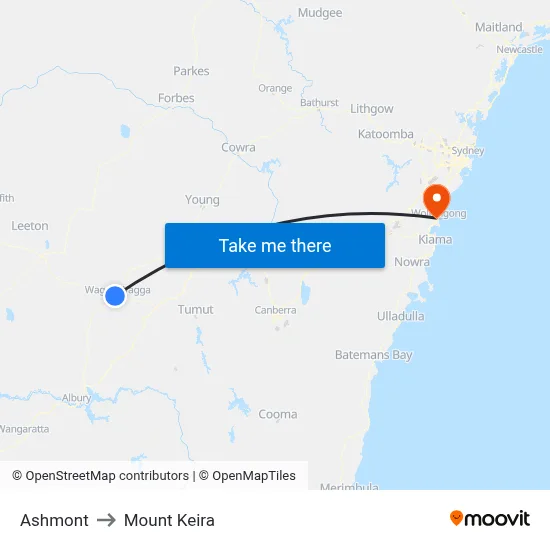 Ashmont to Mount Keira map