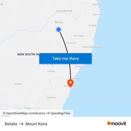 Bellata to Mount Keira map