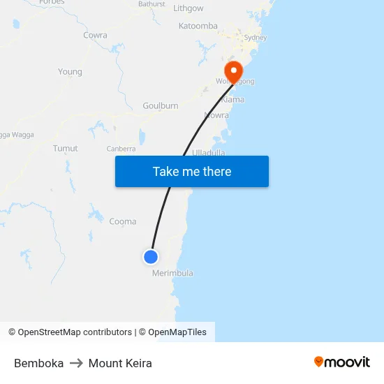 Bemboka to Mount Keira map