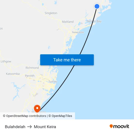 Bulahdelah to Mount Keira map