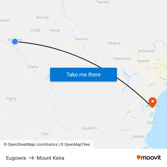 Eugowra to Mount Keira map