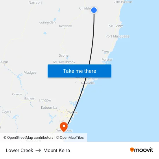 Lower Creek to Mount Keira map