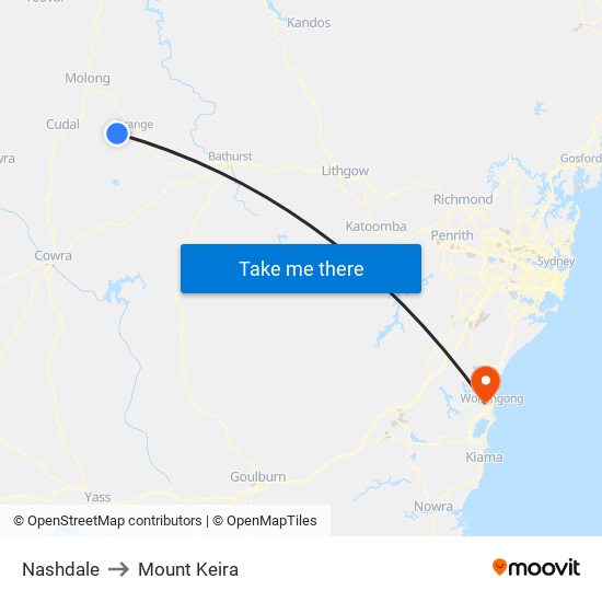 Nashdale to Mount Keira map