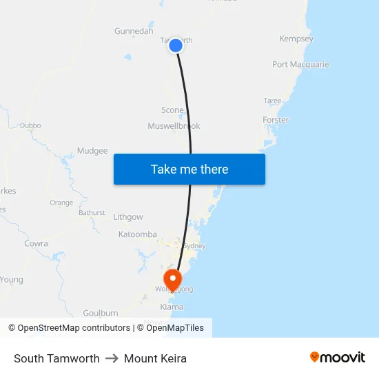 South Tamworth to Mount Keira map