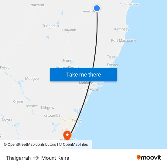 Thalgarrah to Mount Keira map