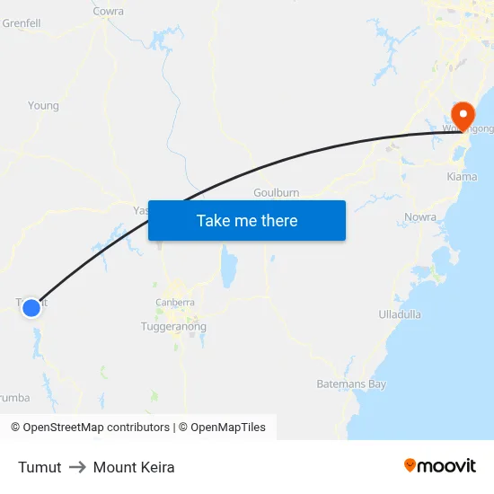 Tumut to Mount Keira map