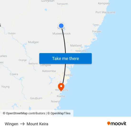 Wingen to Mount Keira map