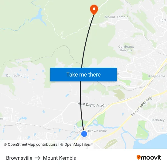 Brownsville to Mount Kembla map