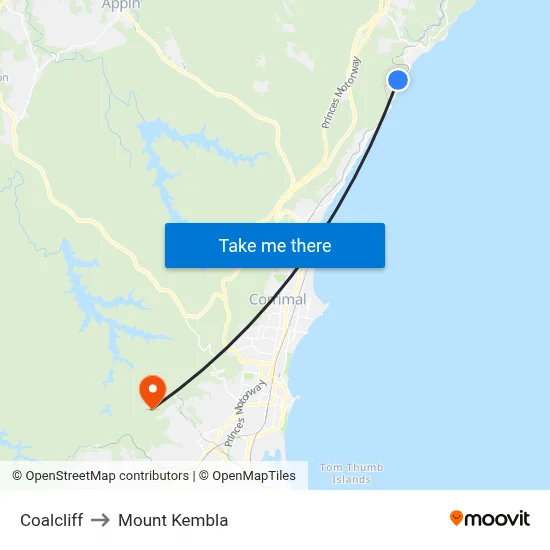 Coalcliff to Mount Kembla map