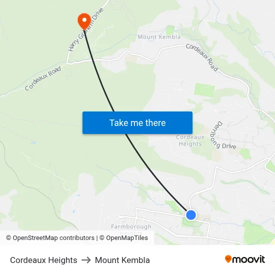 Cordeaux Heights to Mount Kembla map