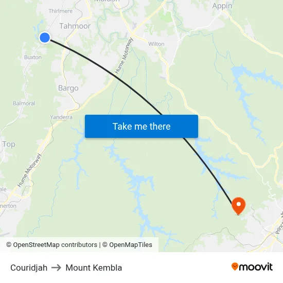 Couridjah to Mount Kembla map