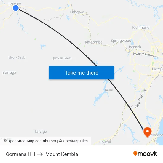 Gormans Hill to Mount Kembla map