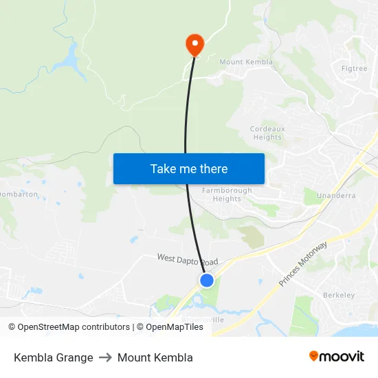 Kembla Grange to Mount Kembla map