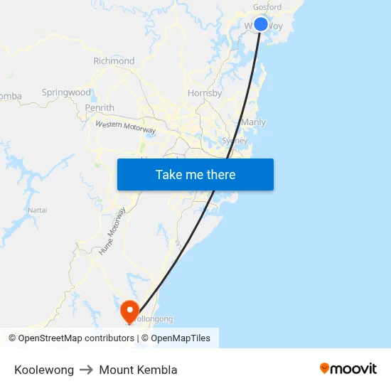 Koolewong to Mount Kembla map