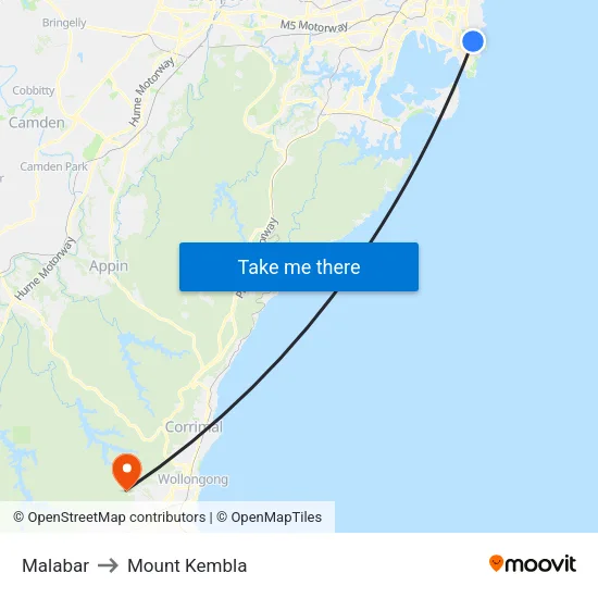 Malabar to Mount Kembla map