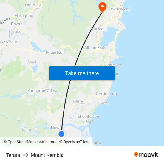 Terara to Mount Kembla map