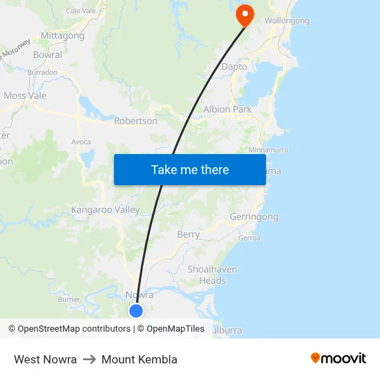 West Nowra to Mount Kembla map