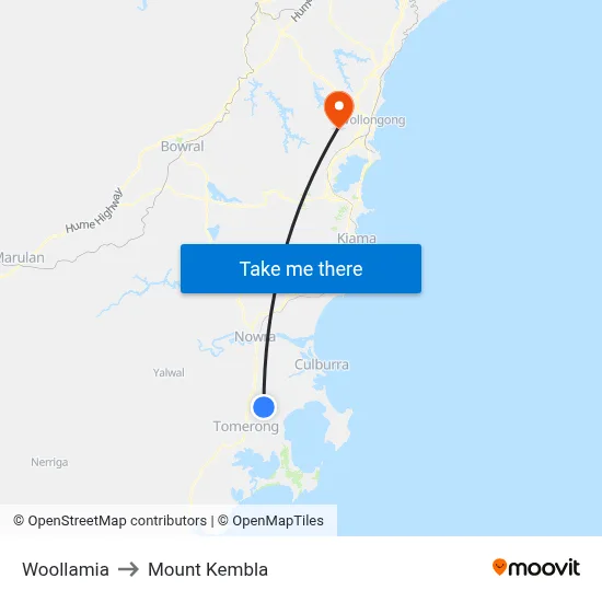 Woollamia to Mount Kembla map