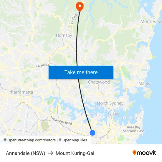 Annandale (NSW) to Mount Kuring-Gai map