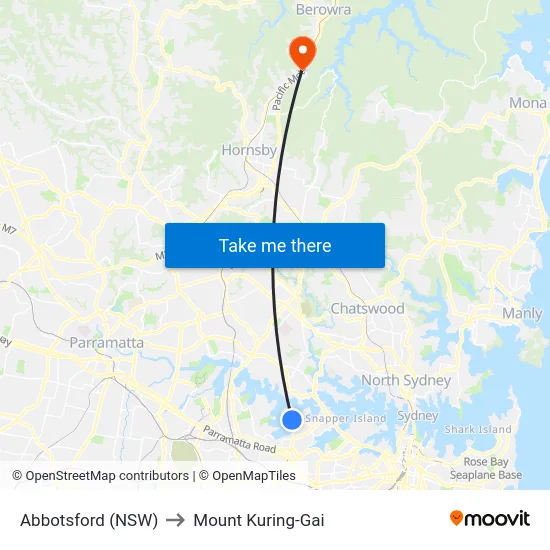 Abbotsford (NSW) to Mount Kuring-Gai map