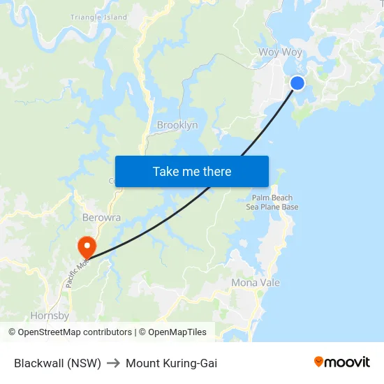 Blackwall (NSW) to Mount Kuring-Gai map
