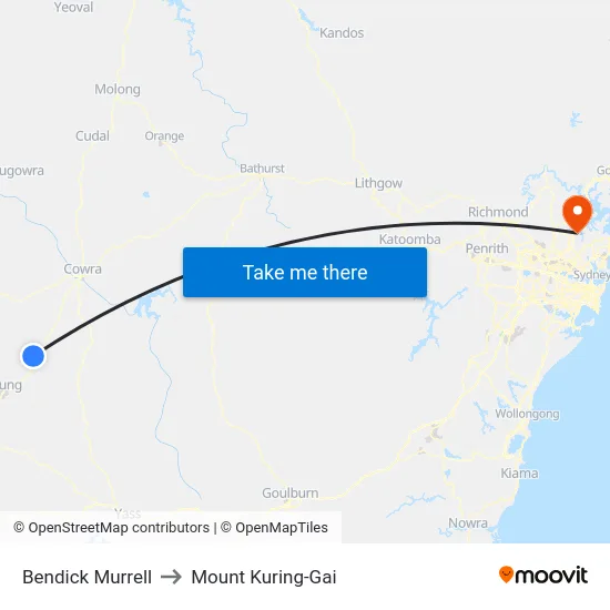 Bendick Murrell to Mount Kuring-Gai map