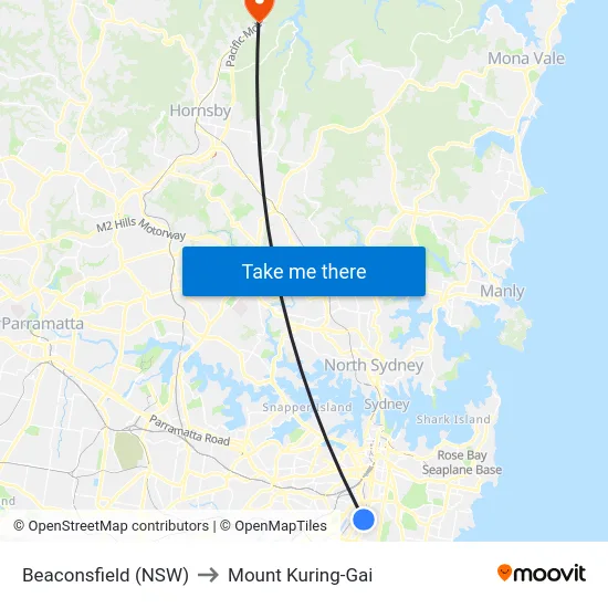 Beaconsfield (NSW) to Mount Kuring-Gai map