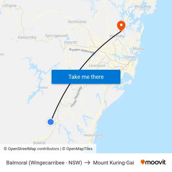 Balmoral (Wingecarribee - NSW) to Mount Kuring-Gai map