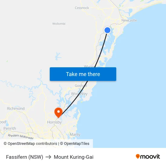 Fassifern (NSW) to Mount Kuring-Gai map