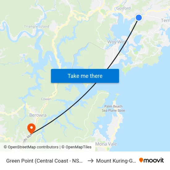 Green Point (Central Coast - NSW) to Mount Kuring-Gai map