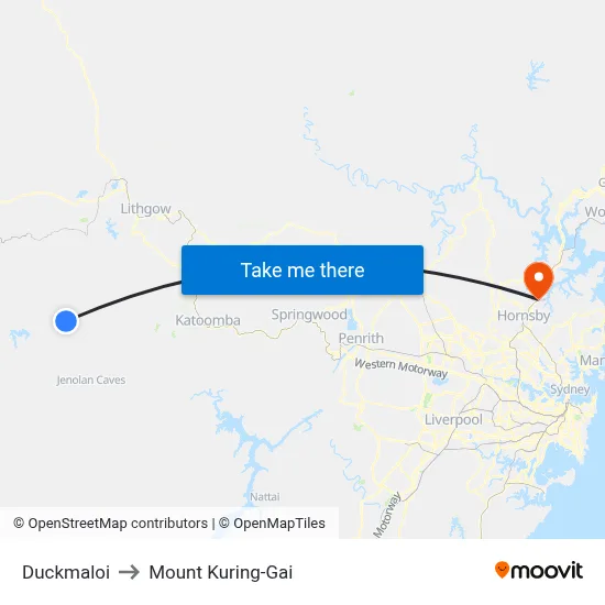 Duckmaloi to Mount Kuring-Gai map