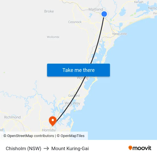 Chisholm (NSW) to Mount Kuring-Gai map