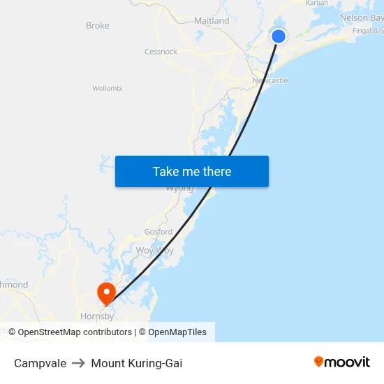Campvale to Mount Kuring-Gai map