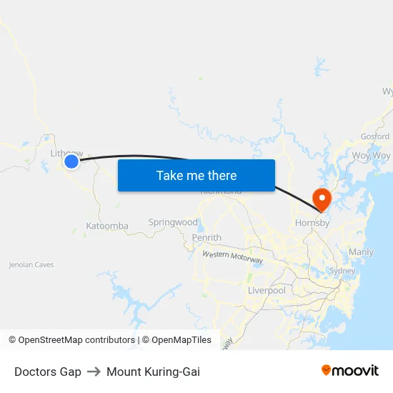 Doctors Gap to Mount Kuring-Gai map