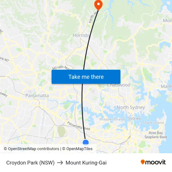 Croydon Park (NSW) to Mount Kuring-Gai map