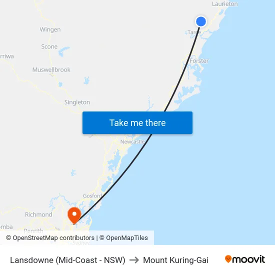 Lansdowne (Mid-Coast - NSW) to Mount Kuring-Gai map