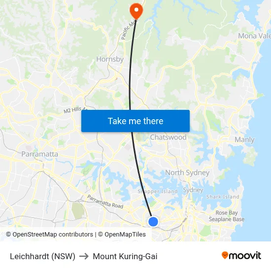 Leichhardt (NSW) to Mount Kuring-Gai map